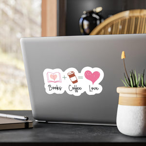 Books + Coffee = Love Sticker, Cute Book and Coffee Sticker, Reusable Sticker Book Accessory, Cozy Bookish Gift
