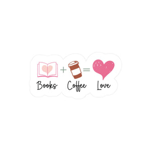 Books + Coffee = Love Sticker, Cute Book and Coffee Sticker, Reusable Sticker Book Accessory, Cozy Bookish Gift