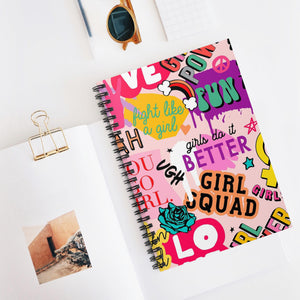 Colorful Girl Power Spiral Notebook - Ruled Lines, Inspirational Journal, Creative Writing Notebook, Fun School Supplies, Gift for Girls