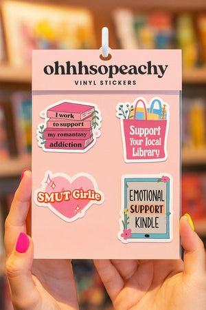 Bookish Sticker Sheets for Book Lovers, Cute Library Stickers, Emotional Support Stickers, Gift for Bookworms, Kindle Laptop Bottle Decal