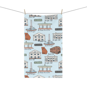 Roswell Georgia Illustrated Kitchen Towels, Kitchen Decor, Farmhouse Style, Gift for Hosts, Unique Kitchen Linens, Roswell GA Pattern