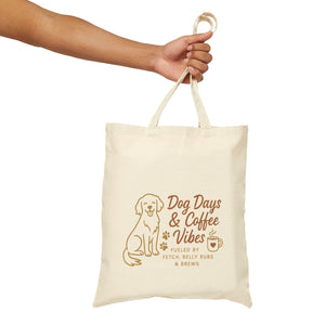 Dog Days & Coffee Vibes Tote Bag, Pet Lovers Gift, Eco-Friendly Shopping Bag, Summer Tote, Dog Mom Bag, Casual Beach Tote