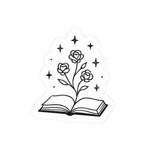 Romantasy Blooming Roses Book Sticker, Fantasy Reader Gift, Magical Book Lover Decal, Rose Garden Journal Sticker, Bookish