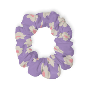 Scrunchie, Purple Daisy Floral Hair Tie, Retro Print Accessory, Cottagecore Gift for Her, Soft Fabric Hairband