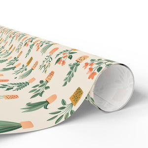 Plant Lover Floral Wrapping Paper, Eco-Friendly Succulent Gift Wrap for Birthday, Wedding, Holiday, Multi-Purpose Decorative Paper