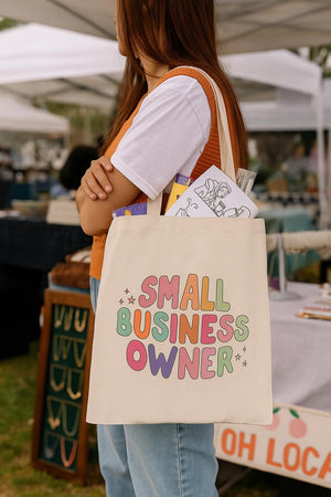 Small Business Owner Cotton Canvas Tote Bag, Eco-Friendly Shopper, Gift for Entrepreneurs, Market Bag, Personalized Tote, Shop Small