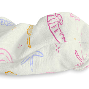 Seashell Scrunchie, Pastel Beach Hair Tie, Starfish Seahorse Ocean Pattern, Coastal Summer Hair Accessory, Cute Gift for Her, Vacay Vibe