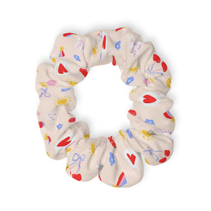 Cute Rainbow Cherry Scrunchie, Kawaii Fruit Hair Tie, Dream Big Smiley Face Hair Accessory, Aesthetic Fun Icon Pattern Gift for Her