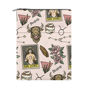 Taurus Seamless Pattern Printed Fabric Custom Book Sleeve Book Cover Protector with Zipper and Front Pocket