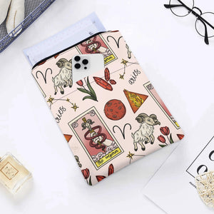 Aries Seamless Pattern Printed Fabric Custom Book Sleeve Book Cover Protector with Zipper and Front Pocket