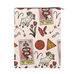 Aries Seamless Pattern Printed Fabric Custom Book Sleeve Book Cover Protector with Zipper and Front Pocket