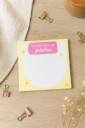 Bitch Youre Fab Sticky Notes, Encouraging Notepad for Women, Cute Affirmation Pad, Motivational Desk Decor, Positive Stationery