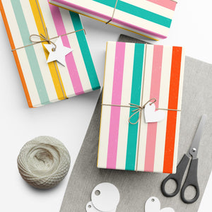 Striped Birthday Gift Wrap Papers, Vibrant Wrapping Paper for Celebrations, Party Supplies, Gift Wrapping, Colorful Patterns