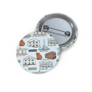 Roswell Georgia Custom Pin Buttons, Souvenir Pinback Buttons, Personalized Badge Pins, Customized Lapel Pins, Unique Button Badges