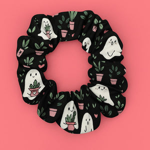 Halloween Ghost Floral Scrunchie, Holiday Hair Accessory, Cute Gift for Teens, Party Wear, Everyday Style