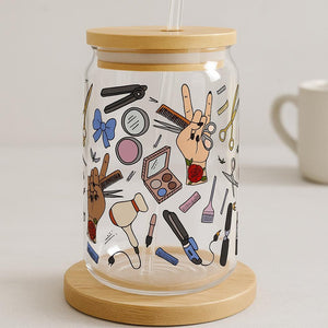 Hair Stylist Jar, Hairdresser Iced Coffee Jar, Hairstylist Gift, Hair Dryer Mason Jar, Hair Dresser Drinking Jar, Esthetician Glass Tumbler
