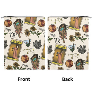 Virgo Seamless Pattern Printed Fabric Custom Book Sleeve Book Cover Protector with Zipper and Front Pocket