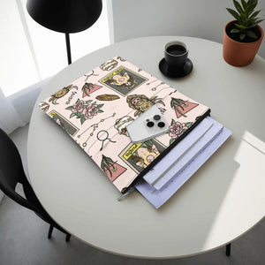 Taurus Seamless Pattern Printed Fabric Custom Book Sleeve Book Cover Protector with Zipper and Front Pocket