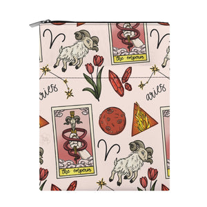 Aries Seamless Pattern Printed Fabric Custom Book Sleeve Book Cover Protector with Zipper and Front Pocket