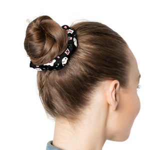 Halloween Ghost Floral Scrunchie, Holiday Hair Accessory, Cute Gift for Teens, Party Wear, Everyday Style