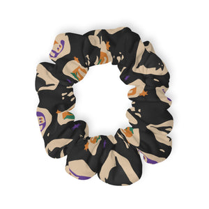 Patterned Halloween Cookie Hair Scrunchie, Halloween Boho Hair Accessory, Halloween Hair Tie, Relaxed Style, Gift for Her, Everyday Use
