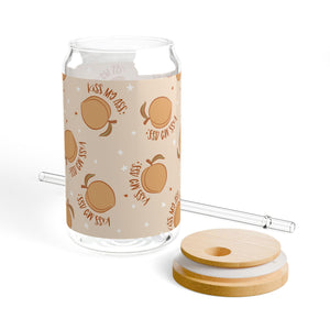 Peach Adult Kiss My As Sipper Glass, 16oz | Cute Drinkware, Summer Vibes, Eco-Friendly, Gift for Friends, Home Decor