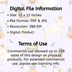 Cute Dog Halloween Seamless Pattern, Spooky Dog Pattern Design, Digital Fabric Seamless Design, Dog Lover Spooky Patchwork Seamless Design