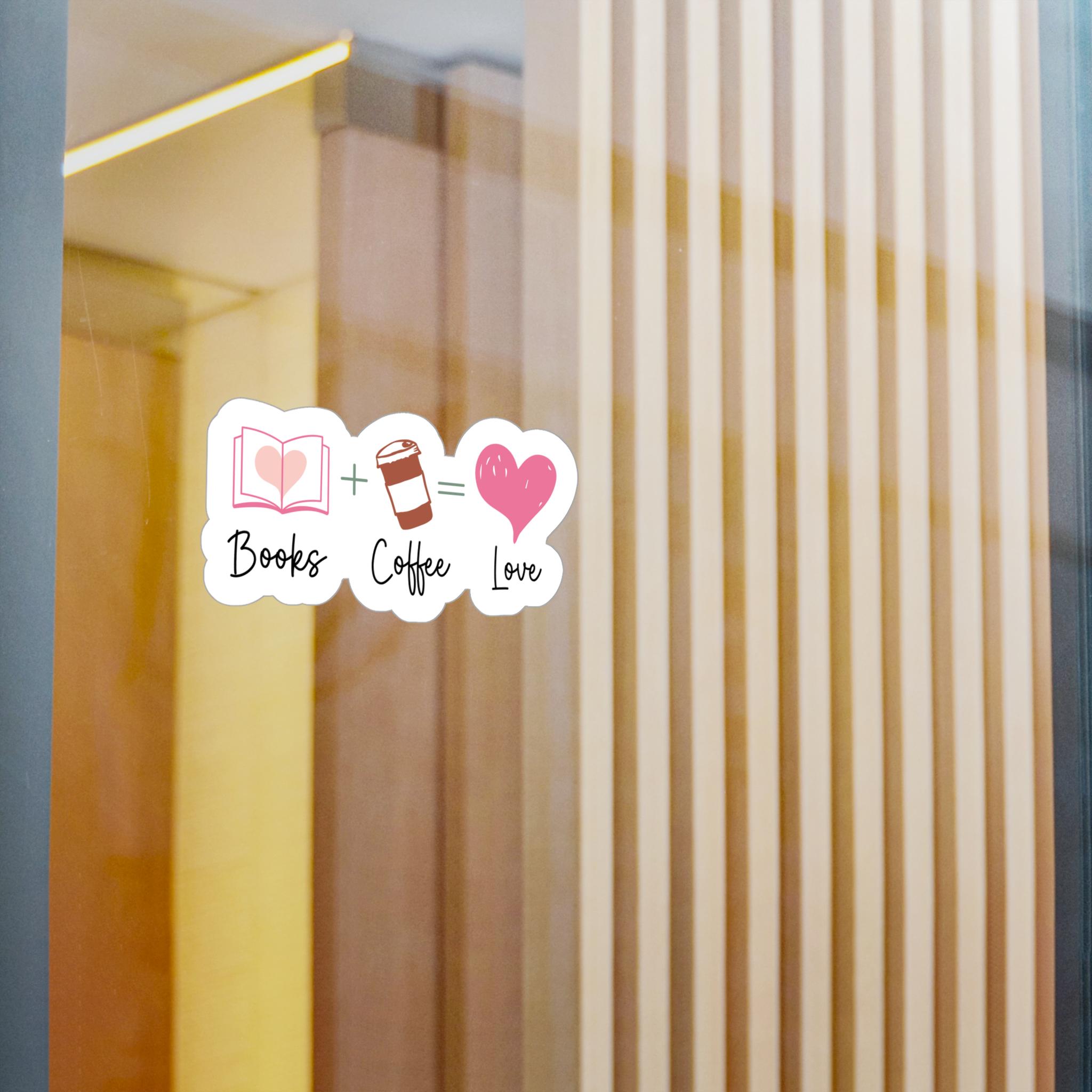 Books + Coffee = Love Sticker, Cute Book and Coffee Sticker, Reusable Sticker Book Accessory, Cozy Bookish Gift