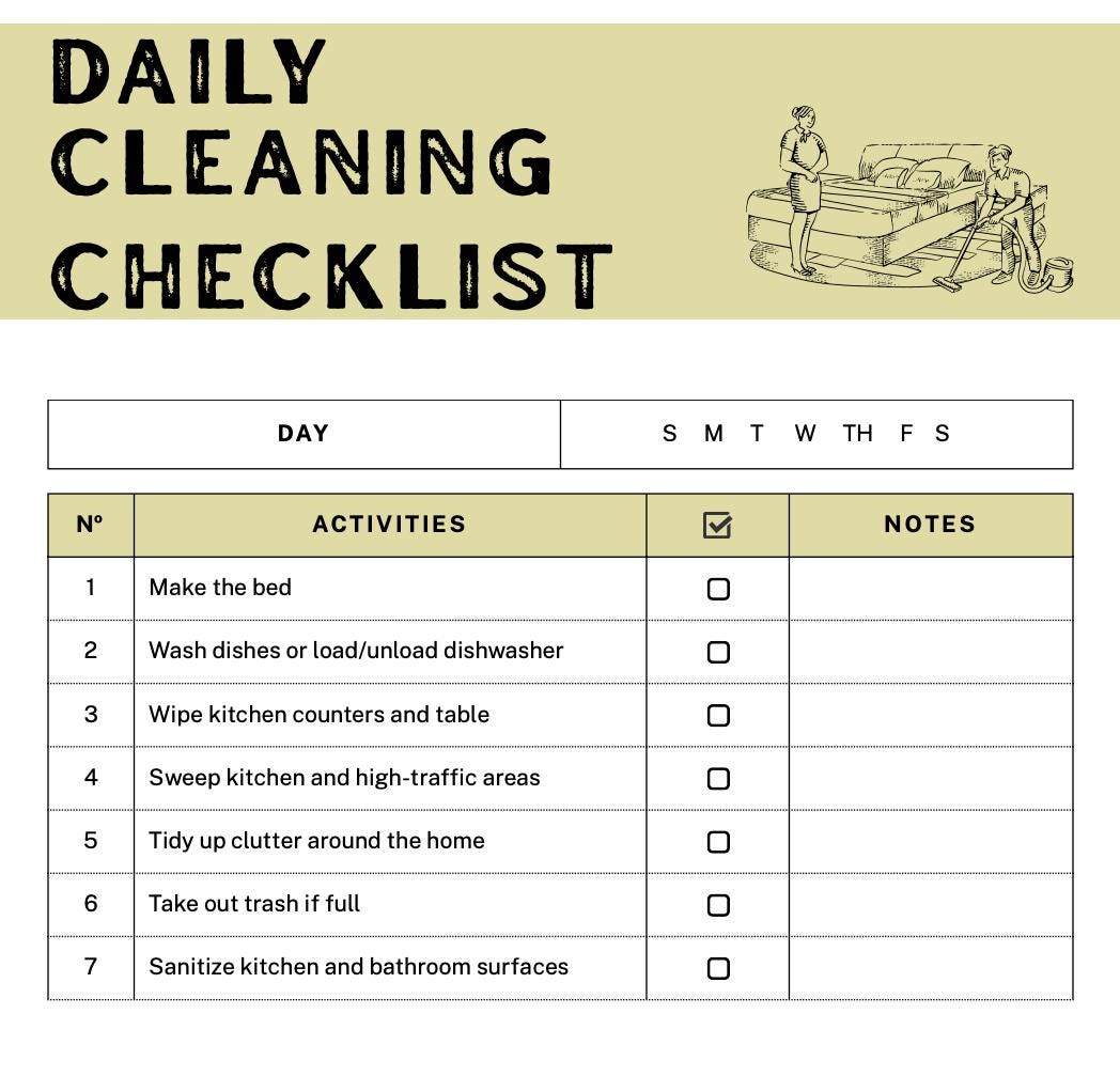 Cleaning Checklist Template for reMarkable 2 | Daily, Weekly, Monthly, Quarterly & Yearly Planner | Digital PDF for remarkable Tablet|
