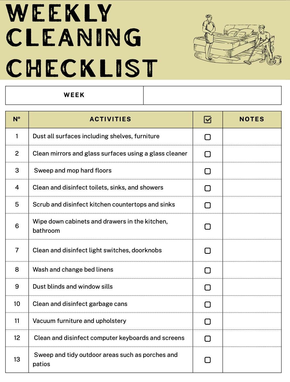 Cleaning Checklist Template for reMarkable 2 | Daily, Weekly, Monthly, Quarterly & Yearly Planner | Digital PDF for remarkable Tablet|