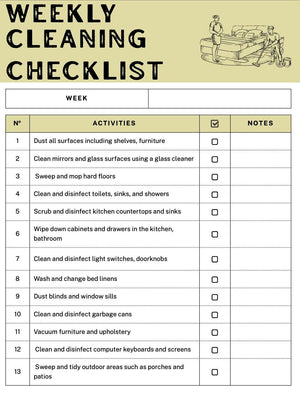 Cleaning Checklist Template for reMarkable 2 | Daily, Weekly, Monthly, Quarterly & Yearly Planner | Digital PDF for remarkable Tablet|