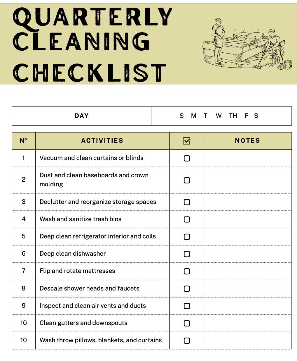 Cleaning Checklist Template for reMarkable 2 | Daily, Weekly, Monthly, Quarterly & Yearly Planner | Digital PDF for remarkable Tablet|