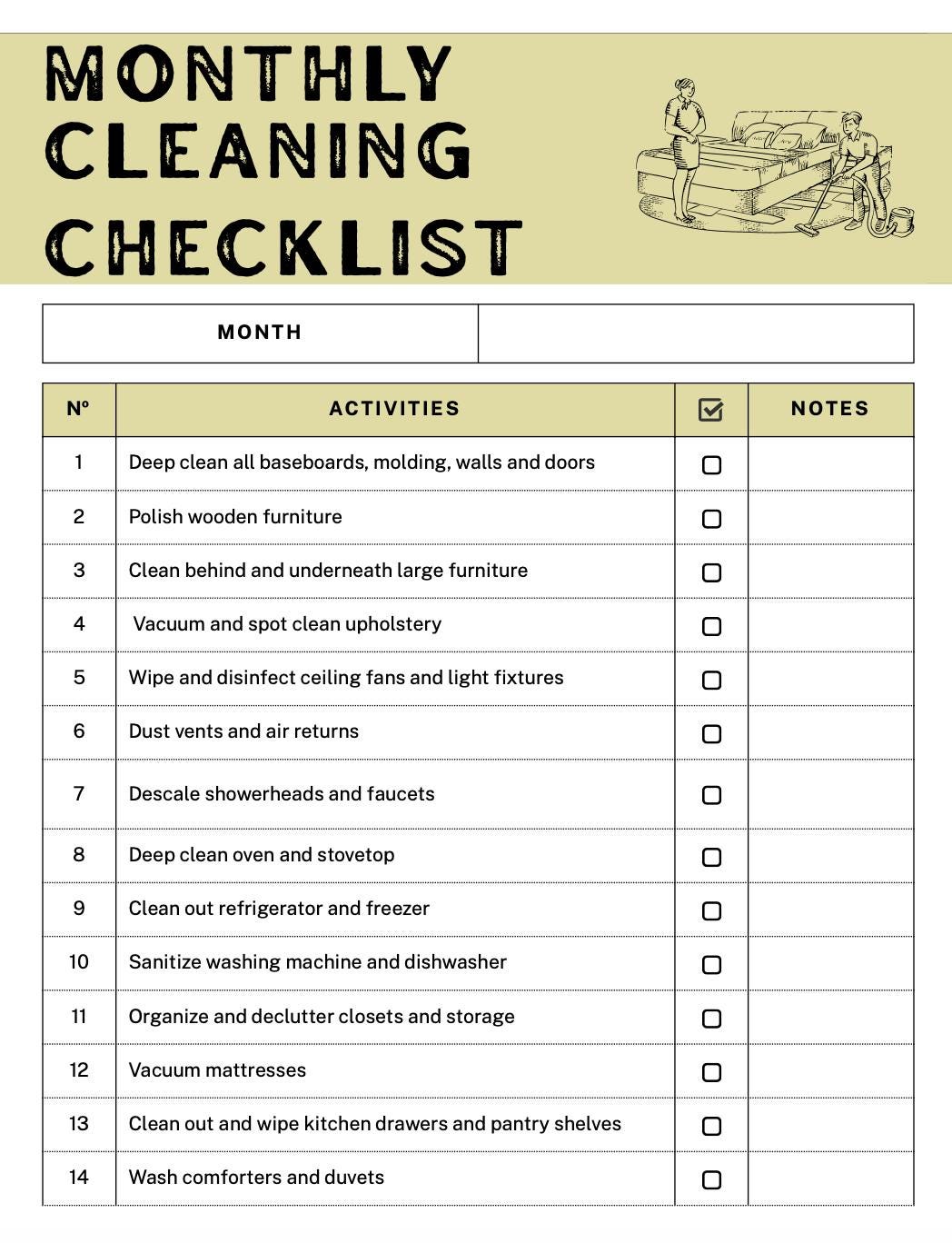 Cleaning Checklist Template for reMarkable 2 | Daily, Weekly, Monthly, Quarterly & Yearly Planner | Digital PDF for remarkable Tablet|