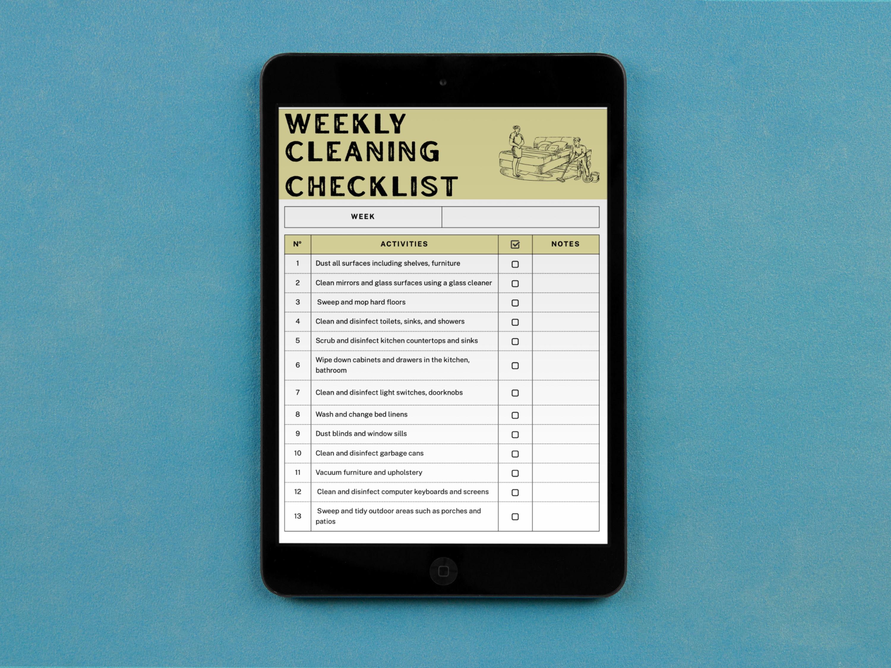 Cleaning Checklist Template for reMarkable 2 | Daily, Weekly, Monthly, Quarterly & Yearly Planner | Digital PDF for remarkable Tablet|