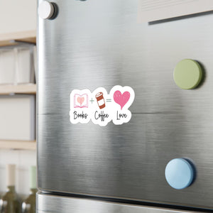 Books + Coffee = Love Sticker, Cute Book and Coffee Sticker, Reusable Sticker Book Accessory, Cozy Bookish Gift