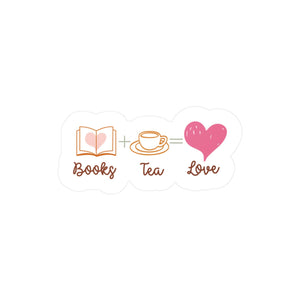 Books + Tea = Love Sticker ,Cute Tea and Book Sticker, Reusable Sticker Book Accessory, Cozy Book Lover Gift