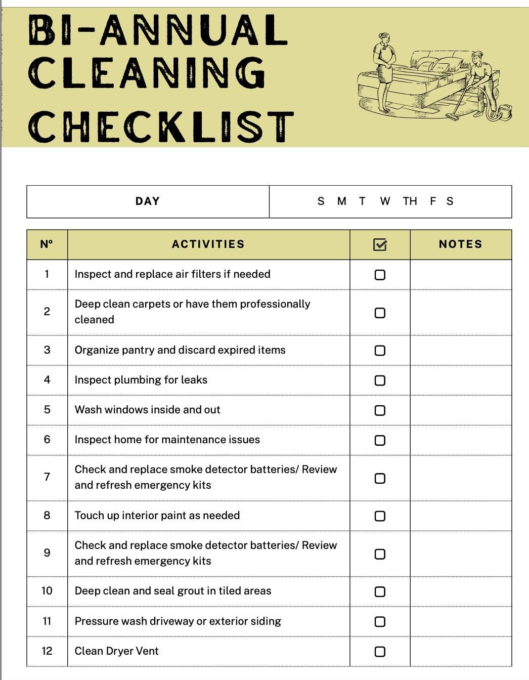 Cleaning Checklist Template for reMarkable 2 | Daily, Weekly, Monthly, Quarterly & Yearly Planner | Digital PDF for remarkable Tablet|