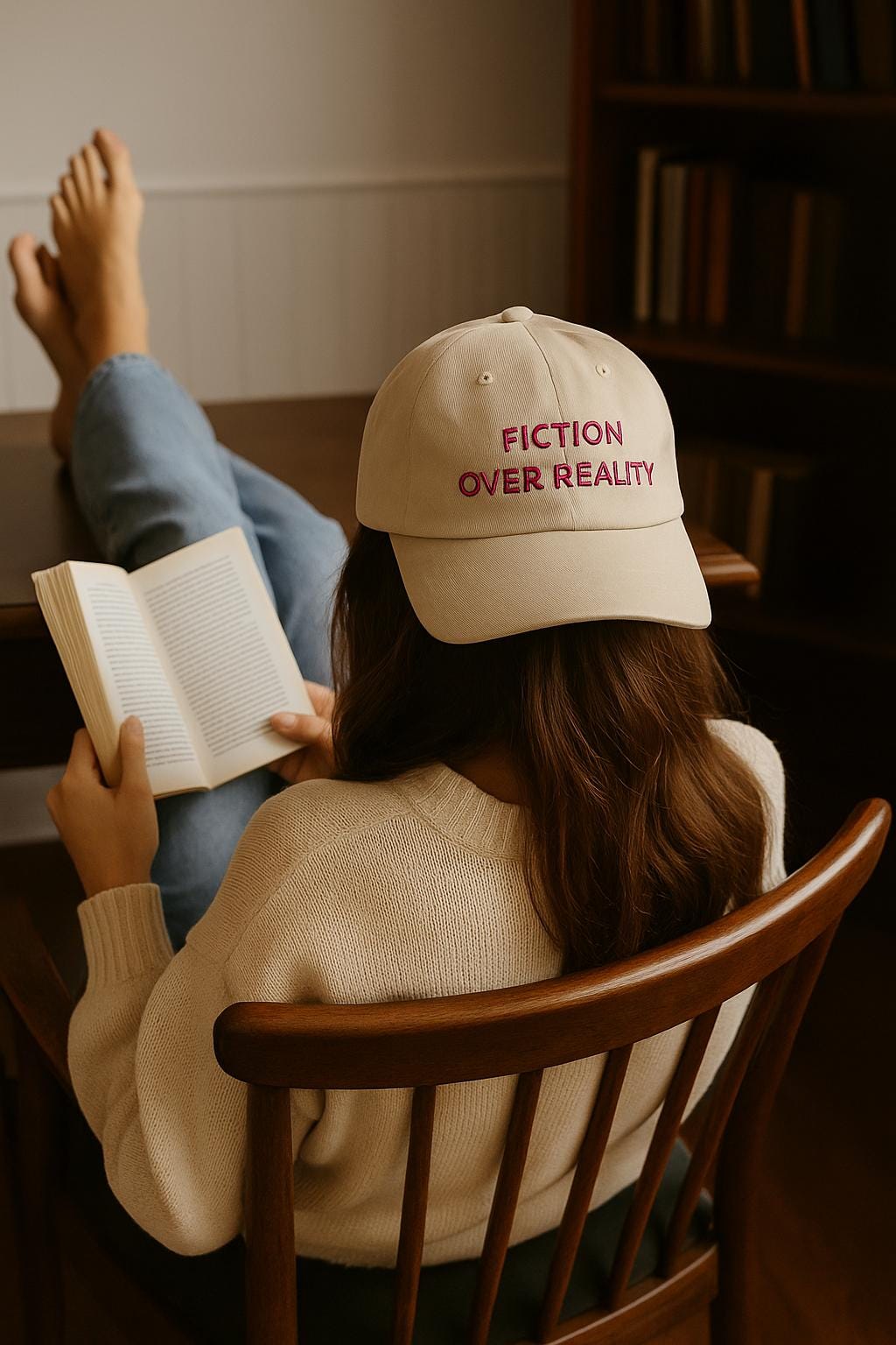 Bookish Fantasy Cap, Cute Reading Hat, Fiction Over Reality, Reading Gifts for Her, Bookworm Accessories, Smut Cap, In My Bookish Era