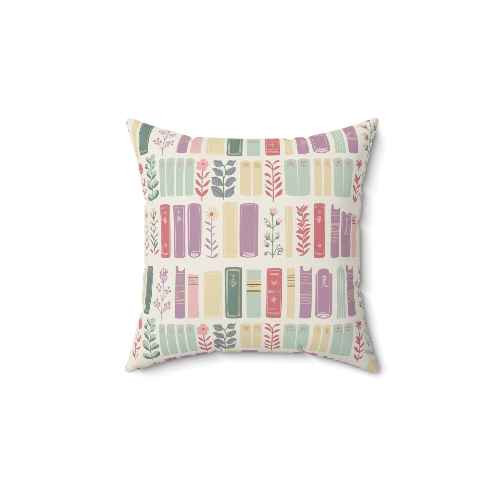 Bookish Pastel Throw Pillow for Bedroom or Couch, Cozy Gift for Bookworms and Book Lovers, Book gift for Her, Reading Nook Decor
