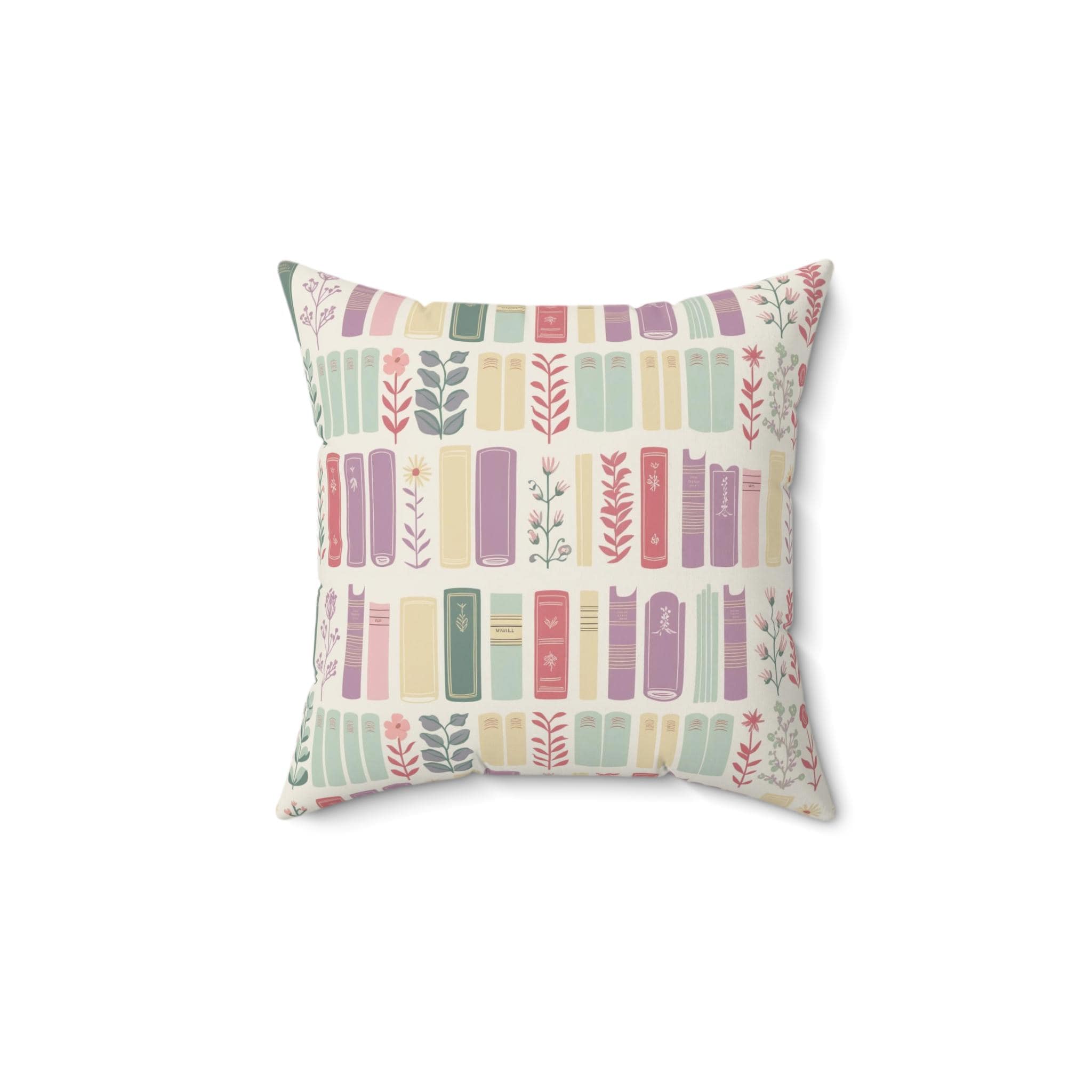 Bookish Pastel Throw Pillow for Bedroom or Couch, Cozy Gift for Bookworms and Book Lovers, Book gift for Her, Reading Nook Decor