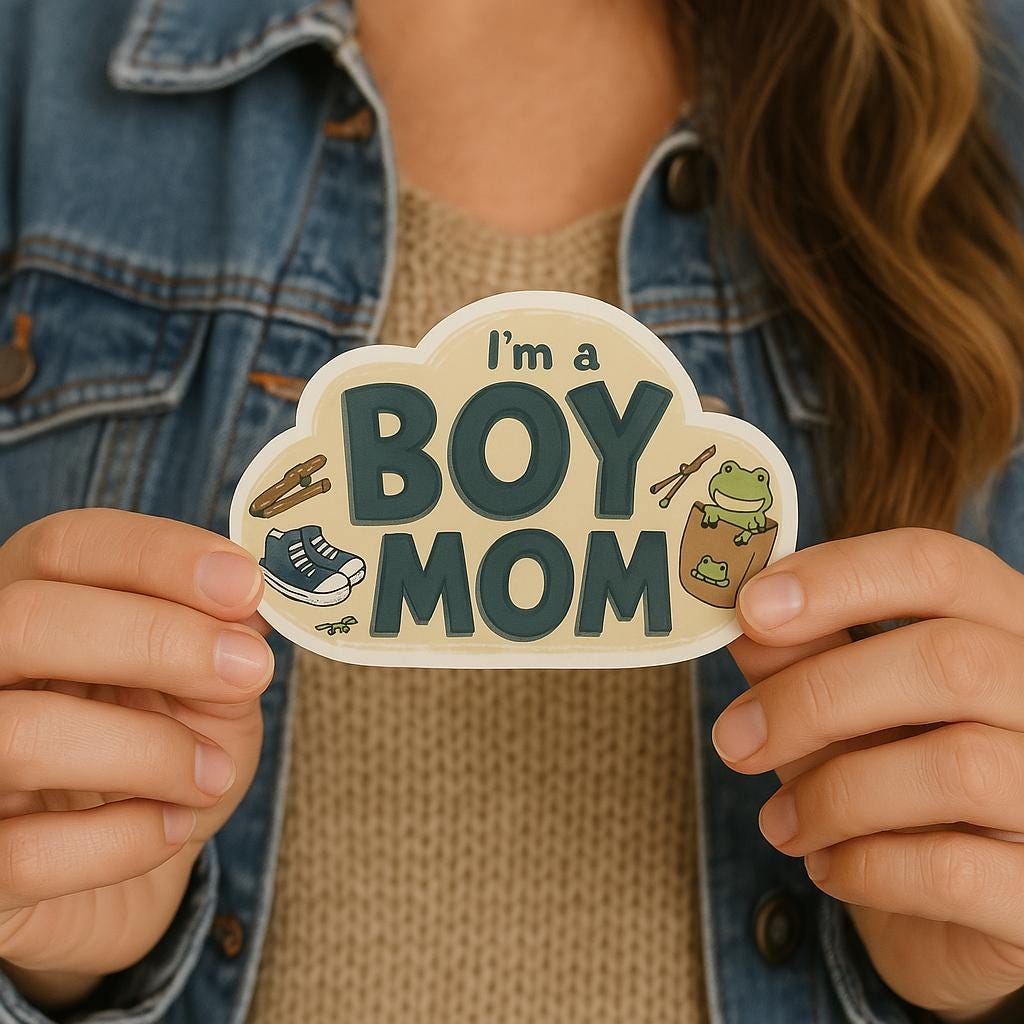 Boy Mom Journal Sticker - Cute Laptop Water Bottle Kids Gift Mothers Day, Mom Life, Kiss-Cut Stickers, Planner Decal, Mothers Day, Scrapbook