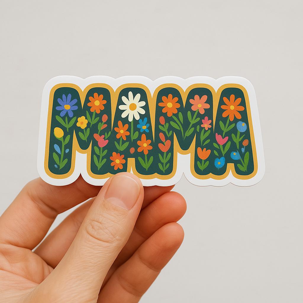 Colorful Mama Stickers - Cute Mama with Flower Sticker, First Year Mom Gifts, Mothers Day Gift, Mama Vinyl Decal, Laptop Decor