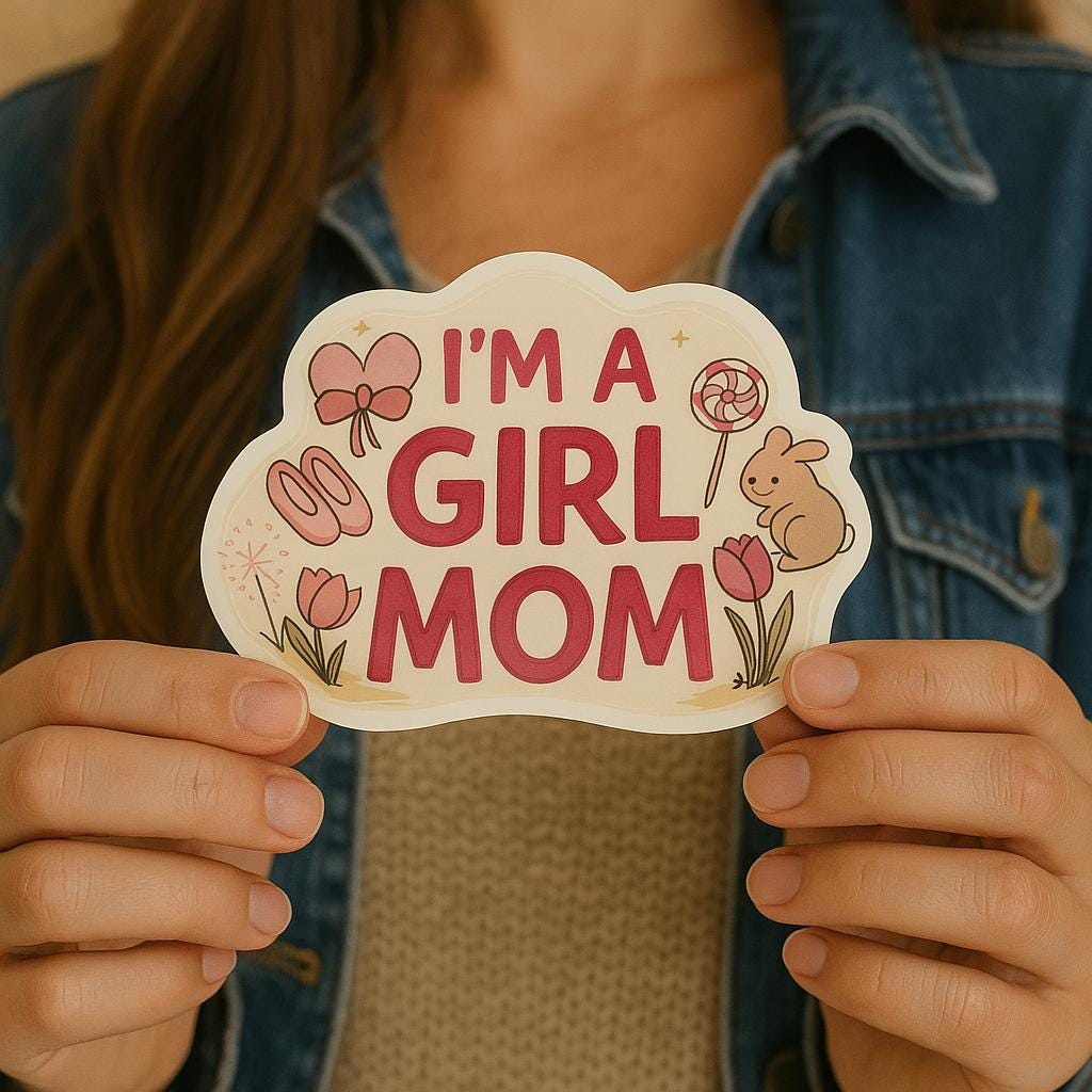 Girl Mom Journal Sticker - Cute Laptop Water Bottle Kids Gift Mothers Day, Mom Life, Kiss-Cut Stickers, Mothers Day, Scrapbook, Decal