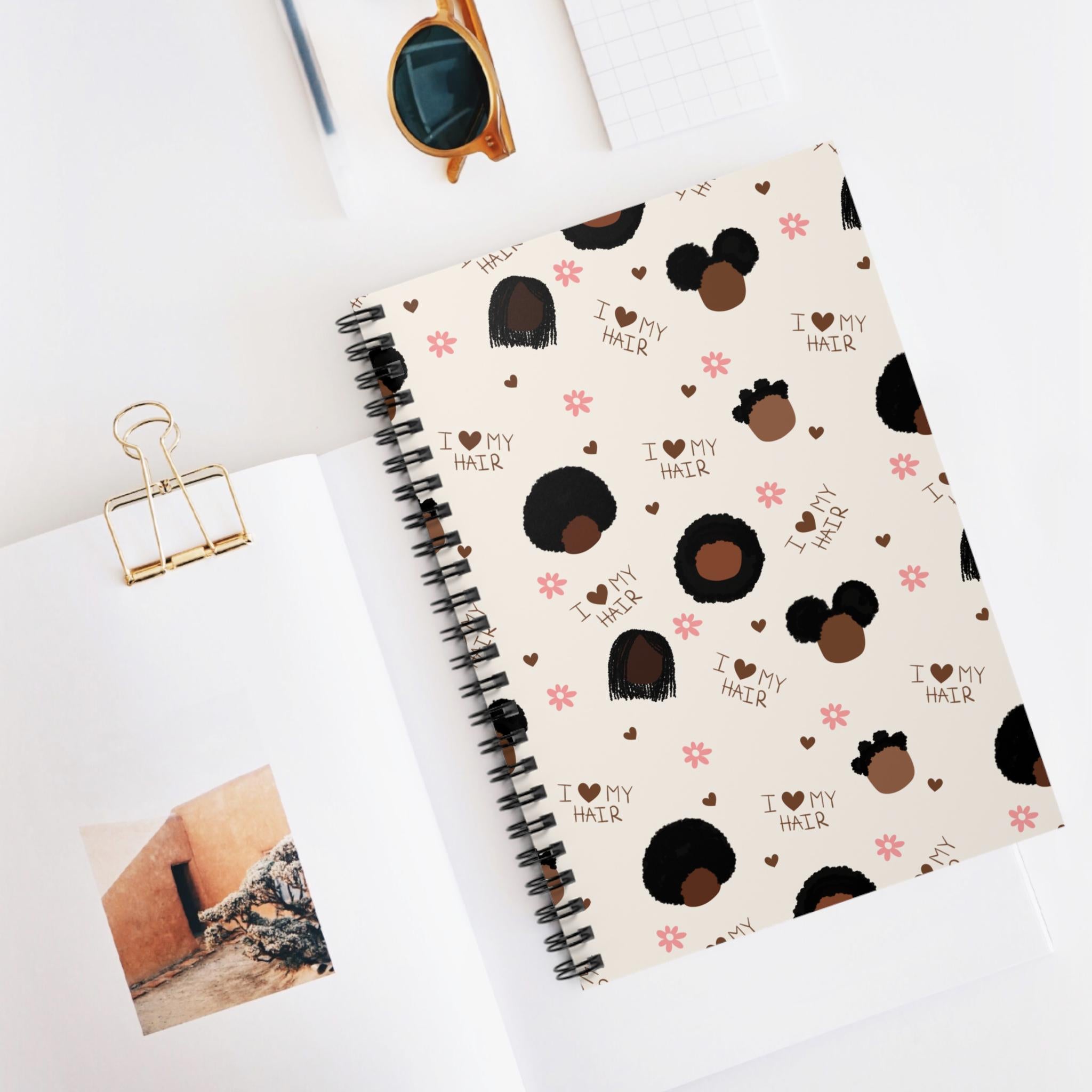I Love My Hair Spiral Notebook | Cute Journaling, Gift for Friends, Natural Hair Afro Art, Black Girl Magic, BLM, Black Woman