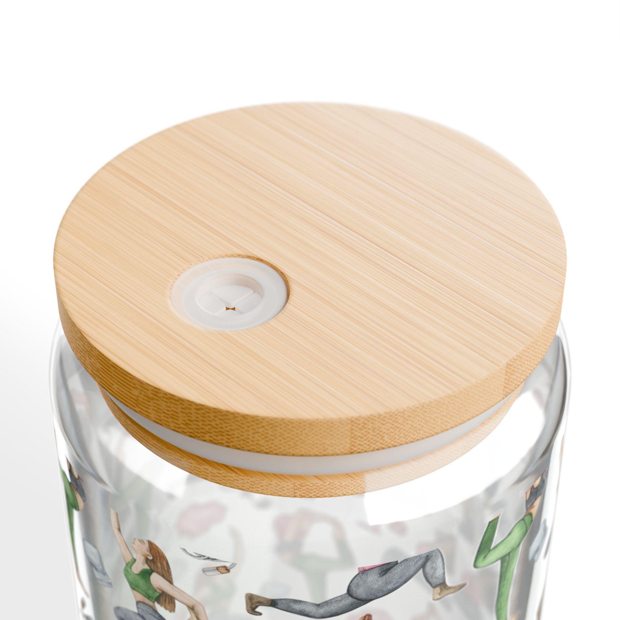 Yoga Sipper Glass, Om Design, Meditation Cup, Drinkware Gift, Mindfulness Tumbler, Lotus Flower Decor