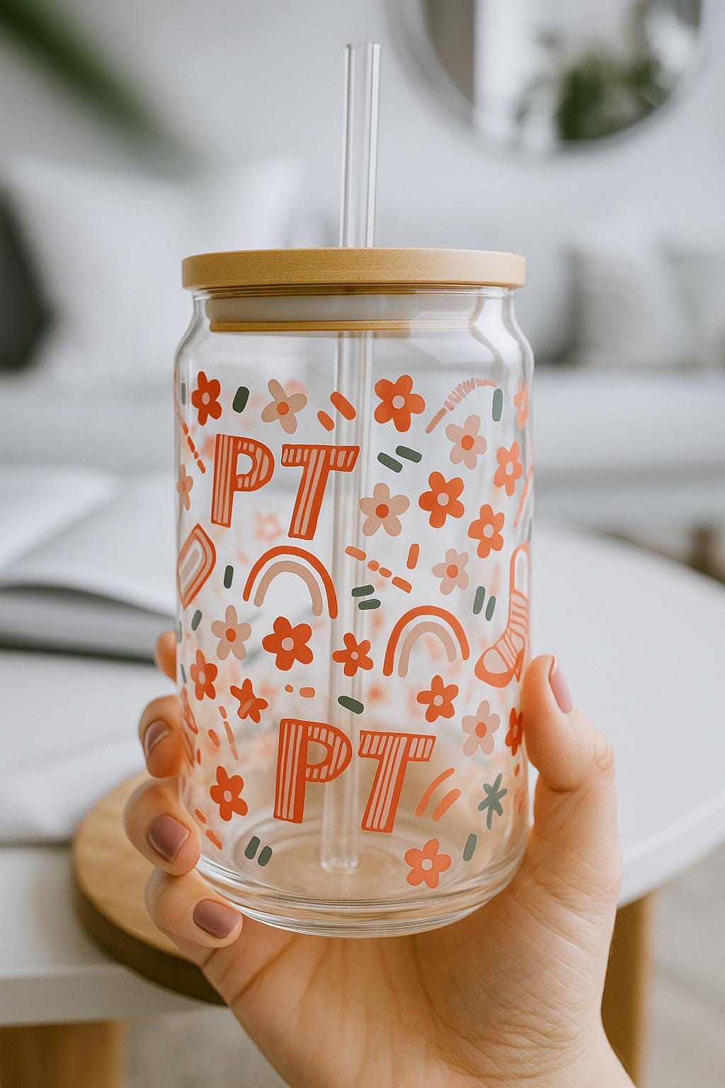 Physical Therapist Sipper Glass 16oz, Personalized Tumbler Mug Gift, PT Graduation Cup for PT Therapists, PT Gift Idea, Graduation