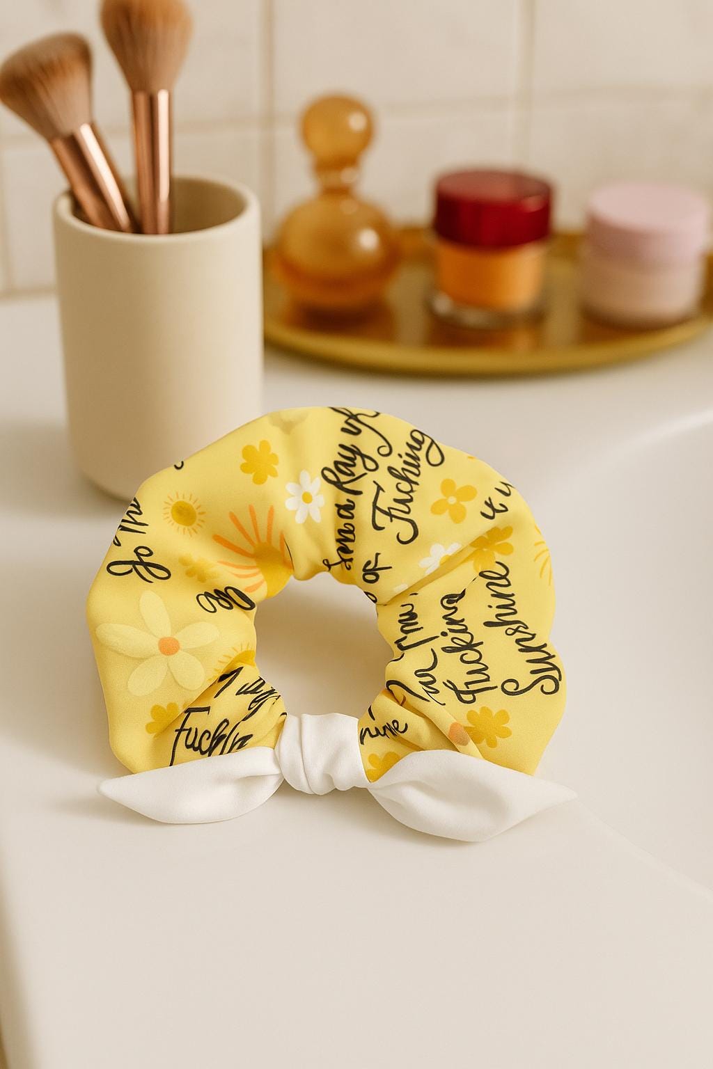 Sunny Floral Scrunchie | Hair Accessory for Everyday Style, Perfect for Gifts, Spring Fashion, and Casual Outfits