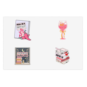 Bookish Sticker Sheets for Book Lovers, Cute Library Stickers, Emotional Support Stickers, Gift for Bookworms, Kindle Laptop Bottle Decal