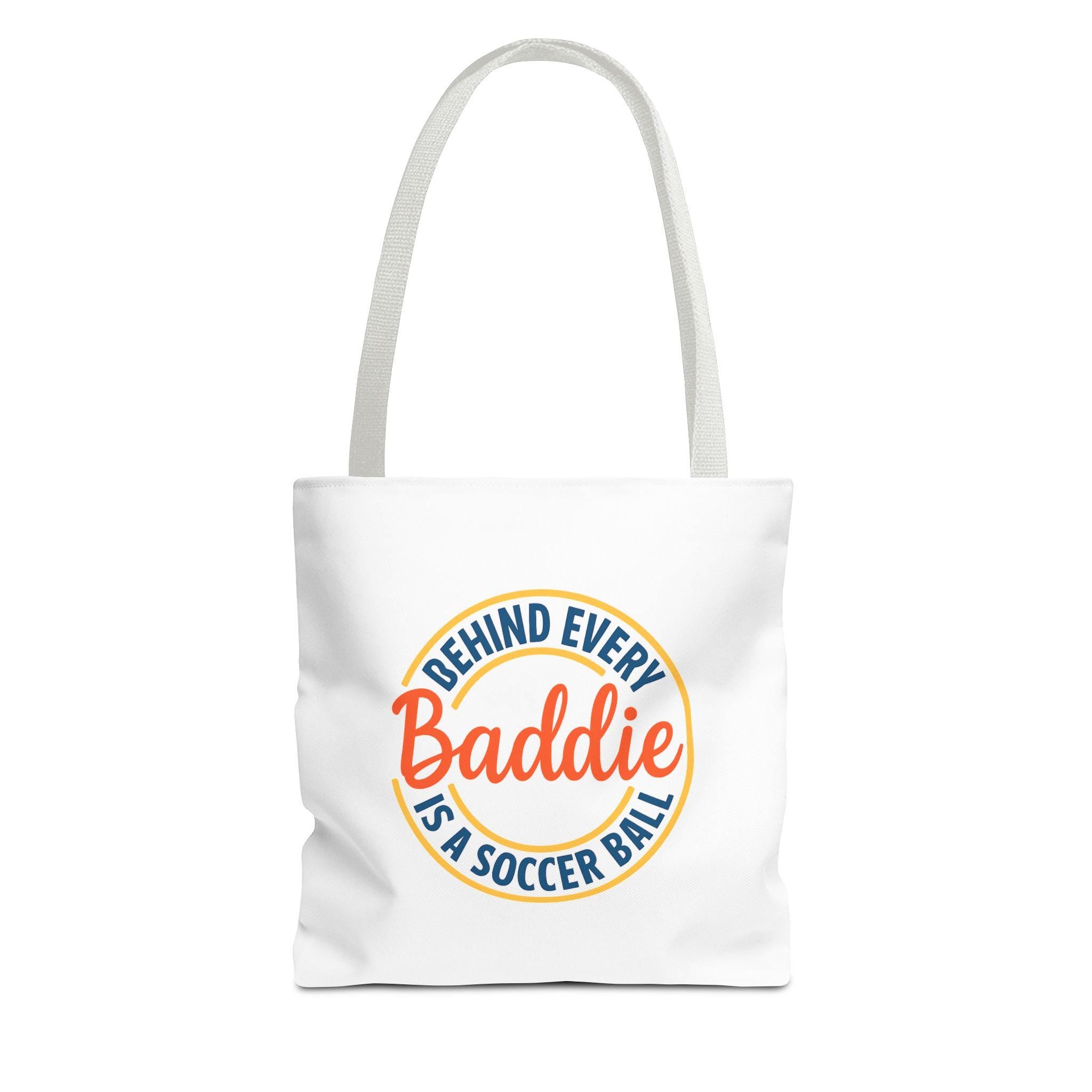 Behind Every Bad Baddie Is a Soccer Ball tote bag, Perfect for soccer moms, players & fans, Funny, bold, and badass gift idea