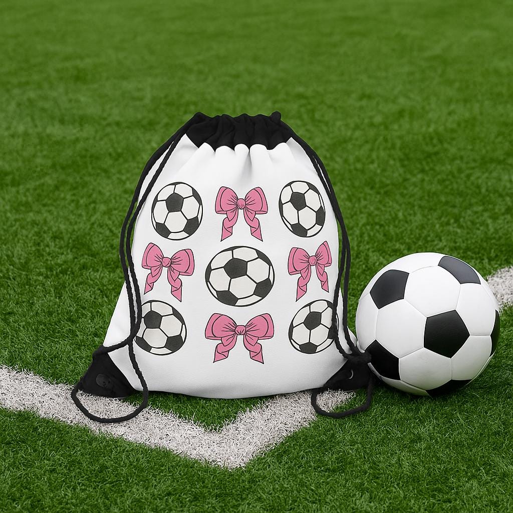 Cute Soccer Drawstring Bag for Adult League, Indoor or Outdoor Backpack, Soccer Ball Bag, Gift for Soccer Lovers, Perfect for Sports
